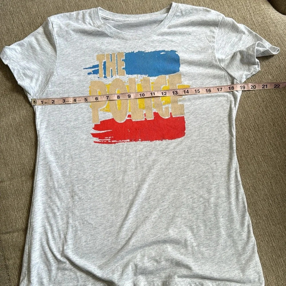 The Police Stripe Logo Crew Neck Short Sleeve heather grey Women's T-shirt - Picture 8 of 10
